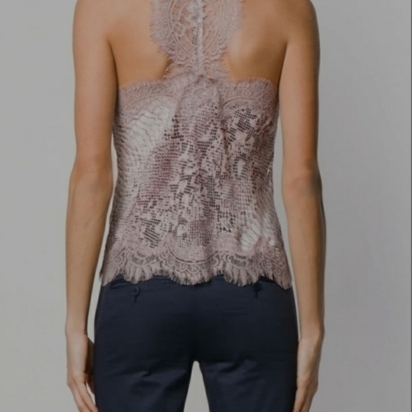 Gold Hawk Lucy Racerback Lace Silk Cropped Cami - Picture 1 of 10